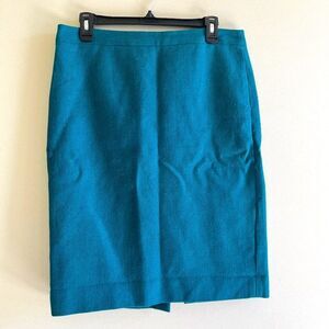 J. Crew Women's No. 2 Pencil Teal 100% wool Business Work Career Skirt‎ Size 10